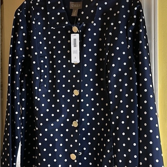 Chico’s jacket, size 3. Navy & white dots - Picture 2 of 4